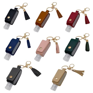 Travel Friendly Hand Sanitizer Bottles Secure Leather Case Leak-Proof Stylish - Picture 1 of 8