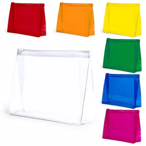 Clear Plastic Travel Toiletry Bag Airline Plane PVC Travel Wash Colour Pouch - Picture 1 of 8