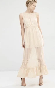 NEW Vero Moda Lace Beige Long Maxi Backless Sleeveless Dress S Occasional Dress - Picture 1 of 9
