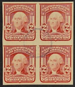 1906 US Stamp #320c Two Cent Carmine Rose Washinton Used Block of 4