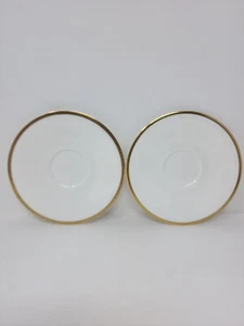 Juego de 2 platos platillo de té Royal Doulton England Alice Bone China borde dorado 6" - Imagen 1 de 5