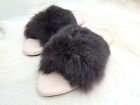 Violet pink women house leather slippers, open toe slippers, women home shoes