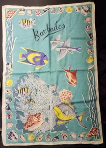 Bermuda Coral Reef Fish Sea Shells Ocean All Pure Linen LAMONT 1960s Mid Century - Picture 1 of 3