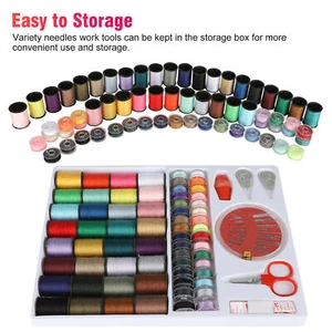 100PCS/Set Assorted Colorful Polyester Sewing Thread Spools Bobbin Needle Tapes - Picture 1 of 8