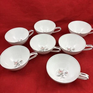 Vintage Noritake Margot 5605 Tea Cup Pink Rose Set of 7 NO SAUCERS - Picture 1 of 5