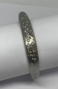 Alexis Bittar Thick Lucite Bangle Bracelet Multiple Shaped Clear Crystals Signed - Picture 1 of 12