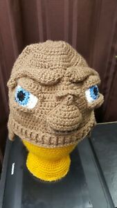 Crochet E.T. Alien Hat. Handmade each order. Adult size.