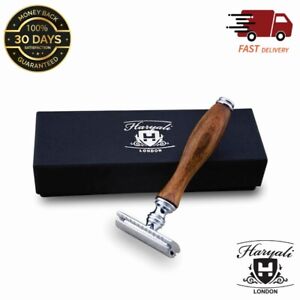 Men Vintage Classic Traditional Double Edge Safety Razor Shaver in Wooden Handle