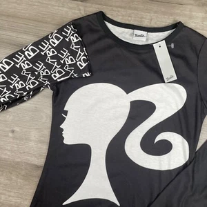 Barbie Long Sleeve Shirt Girls Size Medium Black Made in USA Mattel - Picture 1 of 15