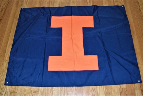 Illinois Fighting Illini 2 Sided Premium Nylon Flag Banner 32" x 42"  NEW Cover