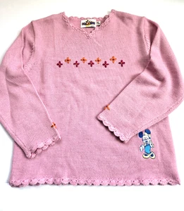 Girls Vintage Minnie Mouse Mickey For Kids Pink Sweater EUC 120/56 - Picture 1 of 11