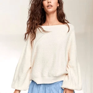 Free People Found My Friend Oversized Pullover  Cream Sweater Top Sweatshirt L - Picture 1 of 16
