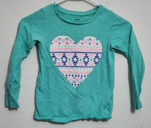 Carter's Girls Size 6 Long-Sleeve T-Shirt Heart Print - Picture 1 of 3