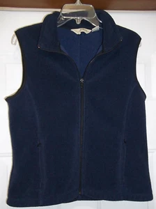 Vintage Eddie Bauer Women's Polartec Fleece Vest Size S Navy Zip Pockets - Picture 1 of 4