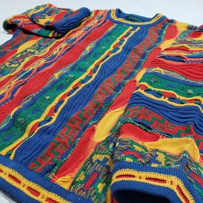 Suéter vintage Tundra Canadá grande hip hop malha 3D Cosby Biggie estilo Coogi grande - Imagem 1 de 4