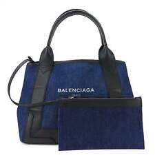 BALENCIAGA tote bag Hippo S 339933 leather navy black ladies denim