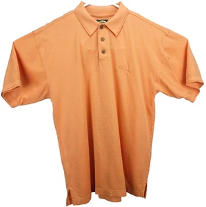 Tommy Bahama Men's Shirt Size Medium S/S Orange Embroidered Chest Logo 3 Button - Picture 1 of 10