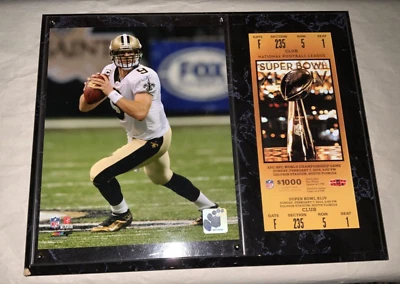 Drew Brees Super Bowl XLIV MVP Commemorative Photo Ticket Plaque-NFL Saints - Image 1 of 3