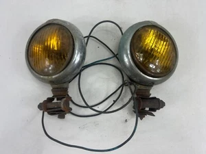 Vintage Fog Light Unity Model H-1 H1 Yellow Lens Embossed Chicago USA RAT ROD! - Foto 1 di 7
