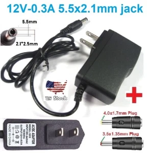 12V 0.3A AC/DC Adapter Power Supply Charger with 5.5x2.1mm + 3 DC Power Tips - Picture 1 of 8