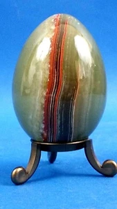 Stein Ei erdig grün & braun bunt Vintage Retro Sammlerstück  - Bild 1 von 3