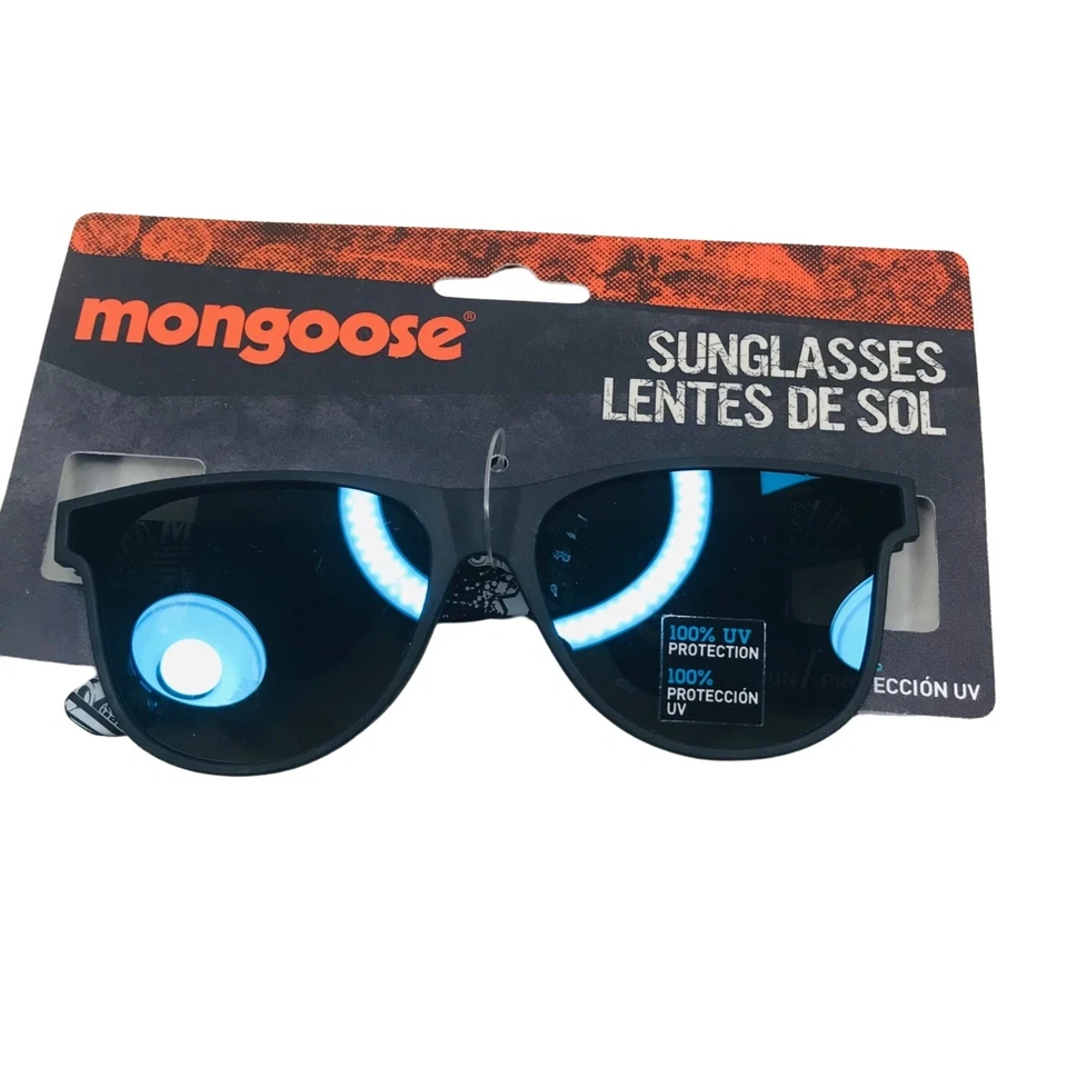 Mongoose Boys Black With Blue Mirror Lenses 100 UV Sunglasses