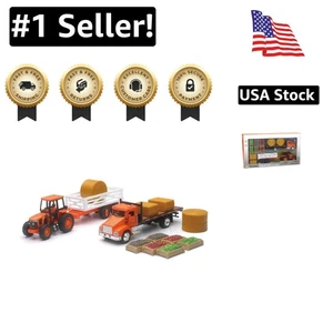 Kubota Farm Spielset: Maßstab 1:43 Modell Traktor, LKW & Anhänger Spaß für Kinder - Bild 1 von 3