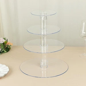 Clear 14" Round 4 Tier Acrylic Cupcake Dessert Display Stand Set Party Home - Picture 1 of 9