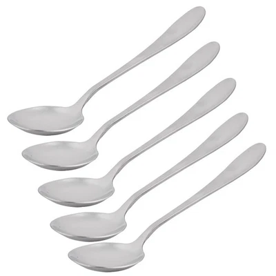 Acciaio inossidabile Round TavoloCucina zuppa Cucchiaio Scoop Tono Argento 5x - Immagine 1 di 4