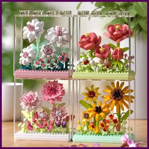 Bloques de construcción creativos caja de flores de ensueño ramo regalo niñas adorno de escritorio - Imagen 1 de 28