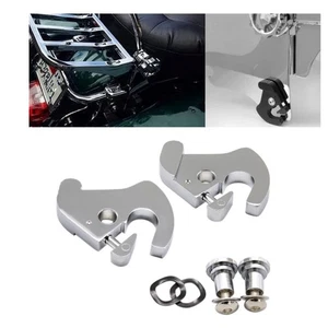 CNC Motorcycle Backrest Sissy Bar Luggage Racks Docking Latch Clips For Harley - Picture 1 of 8