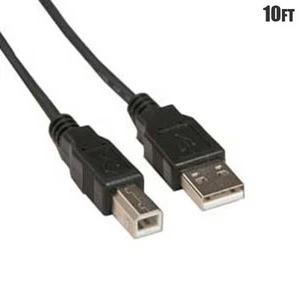 10FT USB 2.0 Type A Male to Type B Male Printer Scanner Cable Cord Black - Picture 1 of 2