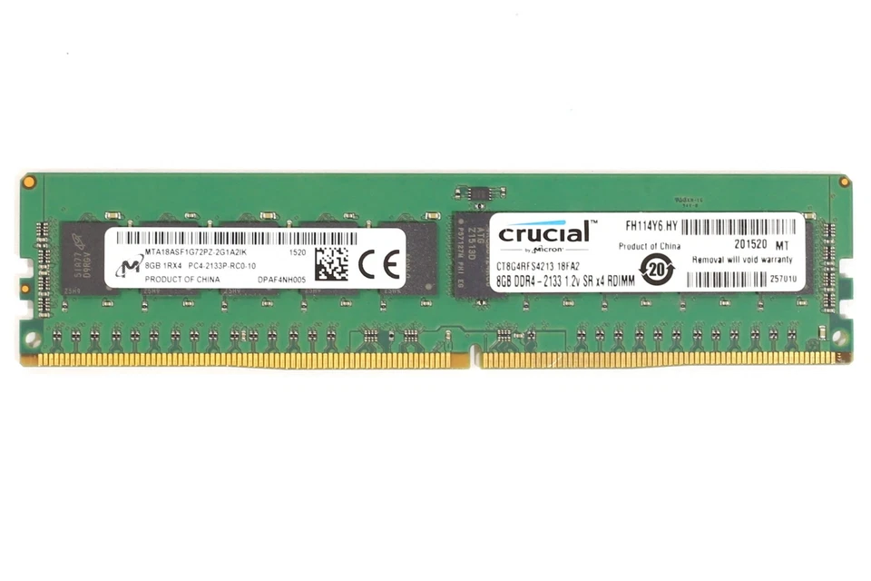 Micron 8GB 1Rx4 PC4-2133P-RC0-10 ECC REG Servidor RAM P/N: MTA18ASF1G72PZ-2G1A2IK Foto 1 de 2