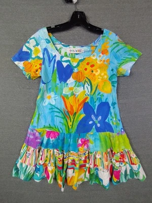 Jams World Womens Dress S Multi Floral Rayon Hawaiian USA VTG Wonderland Hattie - Image 1 of 4