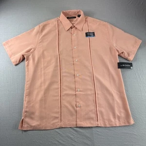 Axist Shirt Mens L Orange Short Sleeve Button Up Bowling Rockabilly Lounge Camp - Picture 1 of 8