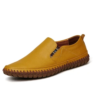 Men Loafers Soft Fashion Genuine Leather Shoes Men Warm Flats Driving Shoes - Picture 1 of 23