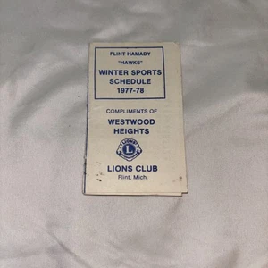 1977/78 Flint, Mi "Hawks" Wintersport Spielplan Lions Club c/o WestwoodHeights - Bild 1 von 5