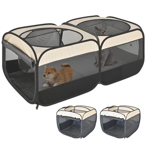 2 in-1 Pop Up Cat Playpen, Detachable Portable Pet Pen for Indoor/Outdoor Use - Picture 1 of 9