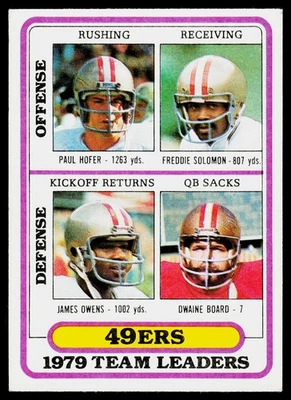Hofer/Solomon/Owens/Board TL, CL, 1980 Topps, #526, San Francisco 49ers, - Image 1 of 2