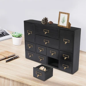 Organizer da Scrivania con 12 Cassetti Scrivania in Legno Armadietto Portaoggetti - Foto 1 di 12