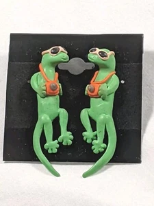 Pendientes Lagarto Gecko Verde Turista Dibujos Animados Colgantes Novedad Post Stud - Imagen 1 de 4