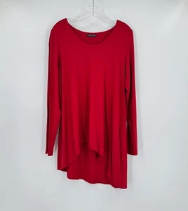 Eileen Fisher Womens Red Lagenlook Boho Asymmetrical Jersey Tunic Top - Picture 1 of 5