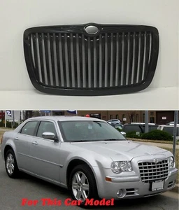 Front Hood Grille Bright-Black Vertical Style FOR '2005-'2010 Chrysler 300/300C - Picture 1 of 5