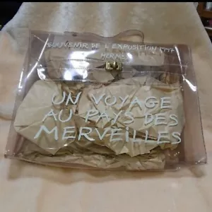 HERMES Vinyl Kelly Hand Beach Bag Clear SOUVENIR DE L'EXPOSITION USED 3 - Picture 1 of 4