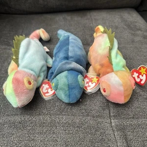 Iggy the Iguana TY Beanie Baby Error Tags (Retired) Bundle Of 3. - Picture 1 of 16