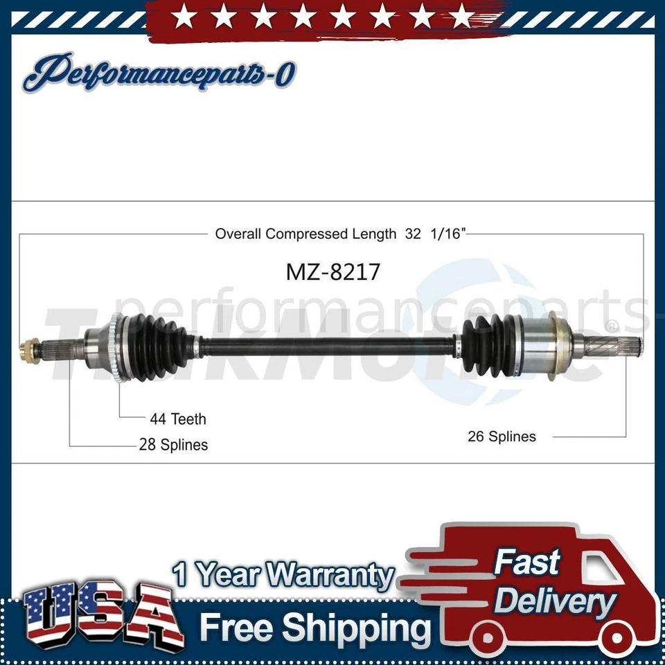 Задний левый вал оси CV TrakMotive подходит для Mazda CX-9 2007 2008-2014 годов выпуска - Изображение 1 из 1