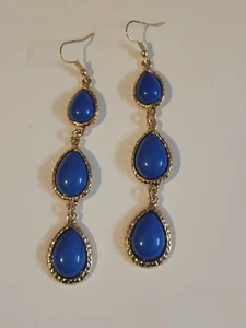 Blue Teardrops Dangle Earrings - Picture 1 of 5