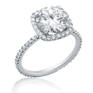 3.40ct Round Cut Forever ONE Moissanite Diamond Engagement RIng 14k white gold - Picture 1 of 5