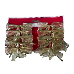 10 Count Gold Ribbon Bows for Gift Wrapping & Decoration Christmas Wedding - Picture 1 of 3