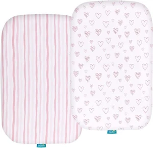 Paquete de 2 sábanas ajustables para moisés de bebé para MiClassic 100 % jersey tejido algodón rosa - Imagen 1 de 8